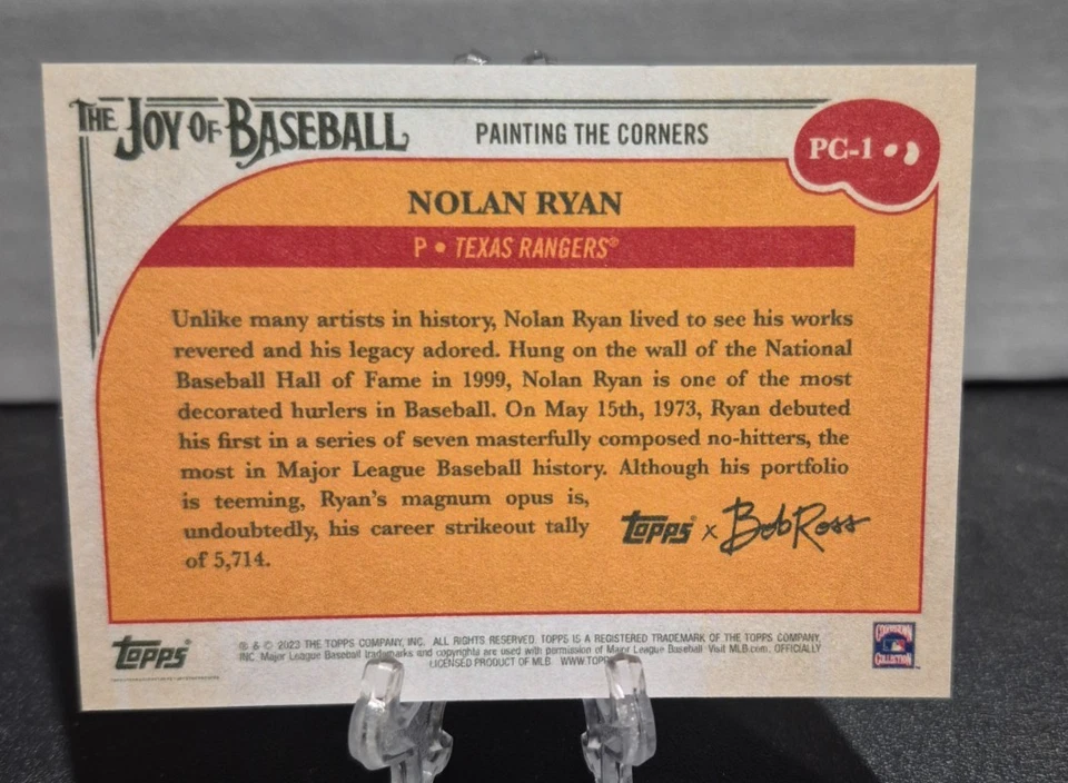 2023 Topps X Bob Ross The Joy of Baseball Painting Corners Nolan Ryan #PC-1 HOF - Image 2 of 2