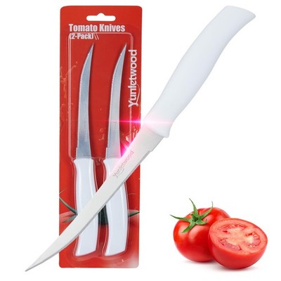 Serrated Tomato Knife set Stainless Steel Sharp Blade kitchen set 2Pk