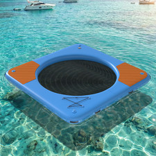 10ft Inflatable Floating Dock w/ Mesh Swim Net, 6in Thick EVA