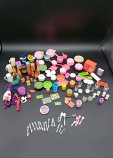 Lot of Barbie / Doll Kitchen Accessories Plates Cups Food Appliances 130 pieces