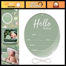 Newborn Hello World Announcement Sign - 6.7" Birth Sign for Hospital  Nursery,