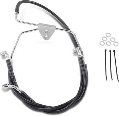 Drag Specialties 660411-BLK Std Length Front Stainless Steel Brake Line