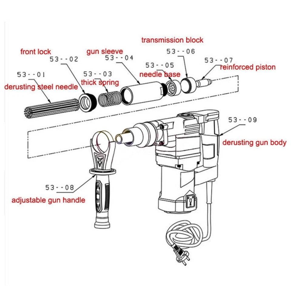 Pistola eléctrica para eliminar el óxido 110V 1100W aguja escalador cincel a chorro Foto 4 de 4