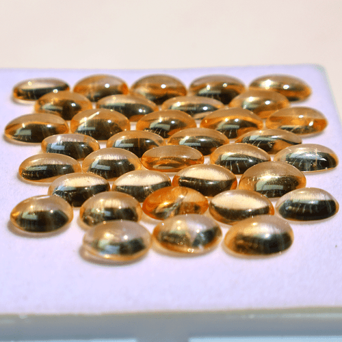 Wholesale 35 Pcs Natural Citrine Untreated 12-14.8mm Oval Cabochon Gemstones Lot - 第 5/13 張圖片