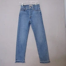 Levis Wedgie Jeans Women 26 Button Fly Straight Leg Fray Hem Casual