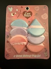 Care Bears 6 Velvet Makeup Puff Set, Wet Or Dry Make-Up Applications, Cute, New