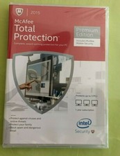McAfee Total Protection Premium Edition 2015 - Case and Disk - Sealed. 3 PCs 