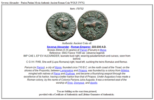 Severo Alessandro - Parion Parium Mysia autentica moneta romana antica LUPO i79752 - Foto 3 di 3