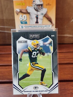 2021 Panini Playoff FB Marquez Valdes-Scantling - Goal Line Blue Foil - Packers