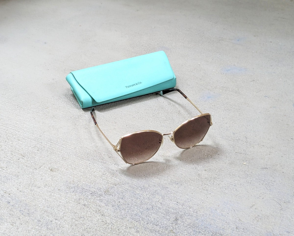 Tiffany TF3072 Sunglasses Gold Brown Gradient Metal Square  display picture 1
