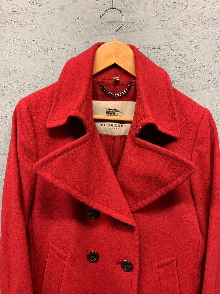 Abrigo Burberry London Chaquetón Doble Pecho Lana Cachemira Mujer’s Talla M Rojo Foto 2 de 4