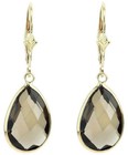 14k Yellow Gold Fancy Cut Pear Shaped Smoky Topaz Dangling Earrings  — photo 1