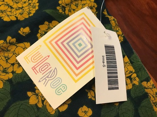 Túnica Lularoe Irma Alta-Baja Azul con Patrón de Hortensia Dorada Talla Pequeña NUEVA CON ETIQUETAS - Imagen 4 de 6