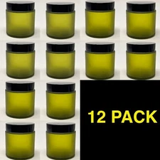 12 Pack - 4oz Glass Jars with Lids, HOA Kinh Green Frosted Glass Jars with Lid…