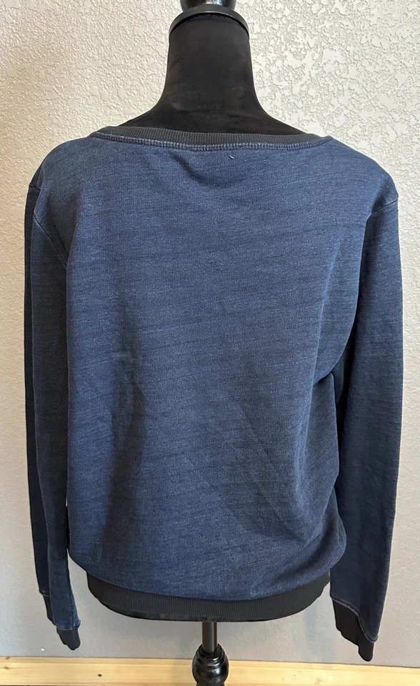 Sudadera Diesel Cabeza de León Gráfica Azul Para Mujer Grande Pullover Cuello Redondo Logo Foto 4 de 4