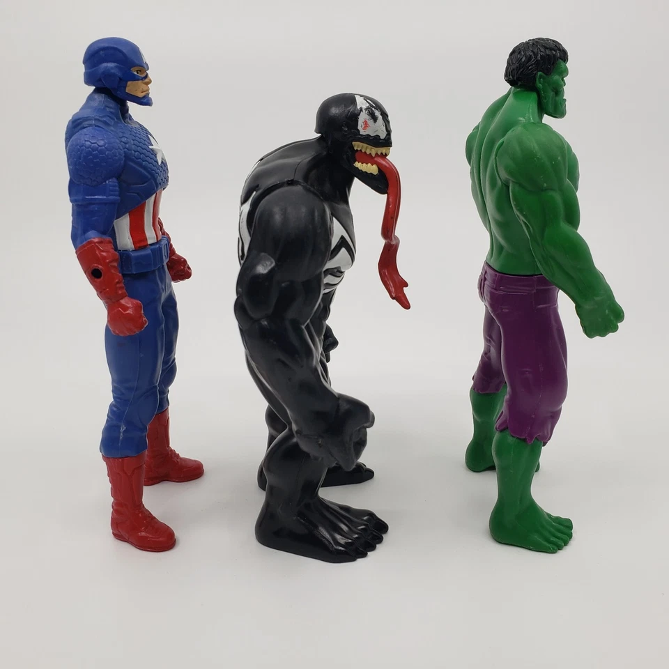 Lote de 3 Figuras de Acción Marvel 6" Capitán América Hulk Venom Usadas Foto 4 de 4