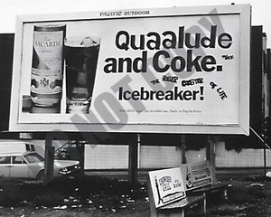 1970's Quaalude and Coke Bacardi Rum Billboard Ad Sign 8x10 Photo