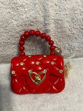 Girl's Enchante Bag Boutique Red Heart Bling Purse With Gold Chain New W/Tag