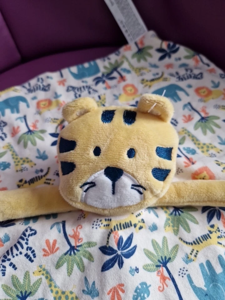 Doudou Tigre Jaune Jungle Carré In Extenso By Auchan - Photo 3/4