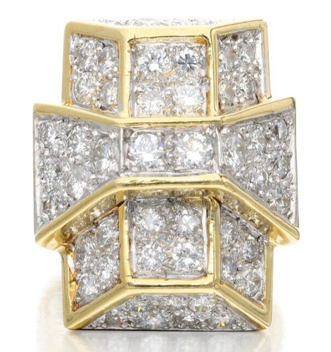 Bague Diamants Pavés 1,18 Ct Or Jaune 18K - Taille 54 - Diamants Naturels Certifiés