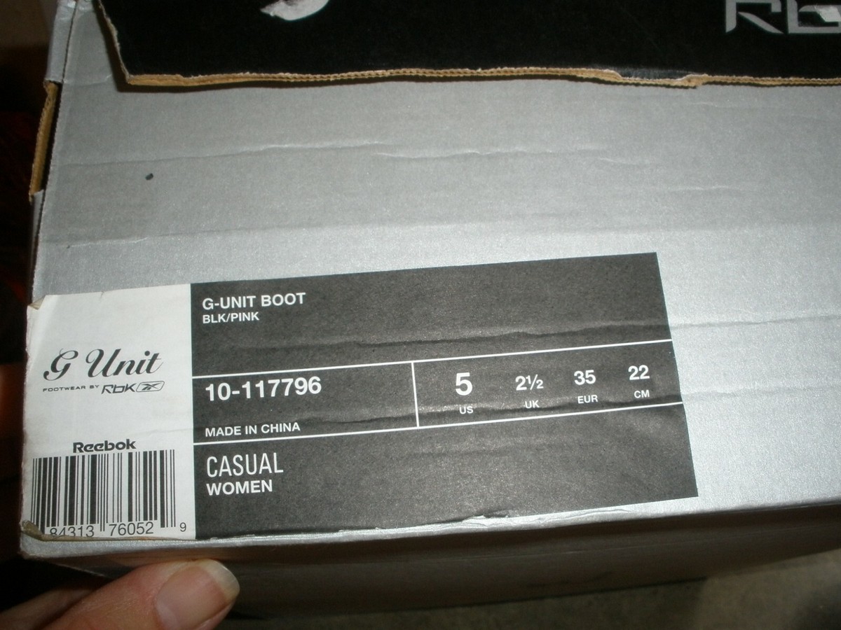 NEW G Unit Reebok Boot Black & Pink Women Size 5 #10-117796 (SU47