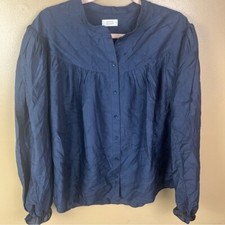 AYR Navy Blue Silk Blend XL Blouse