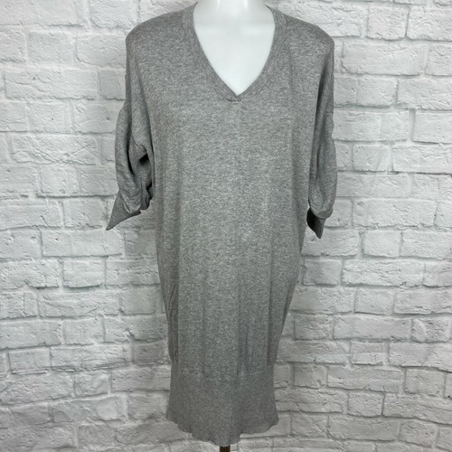 BCBGeneration Women's XS Sweater Dress Gray Short Sleeve VNeck eBay