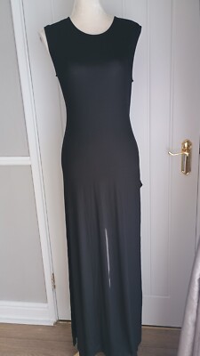 NWT ''M & S AUTOGRAPH'' FULL LENGTH SLEEVELESS, ROUND NECK BLACK DRESS. SIZE UK 10
