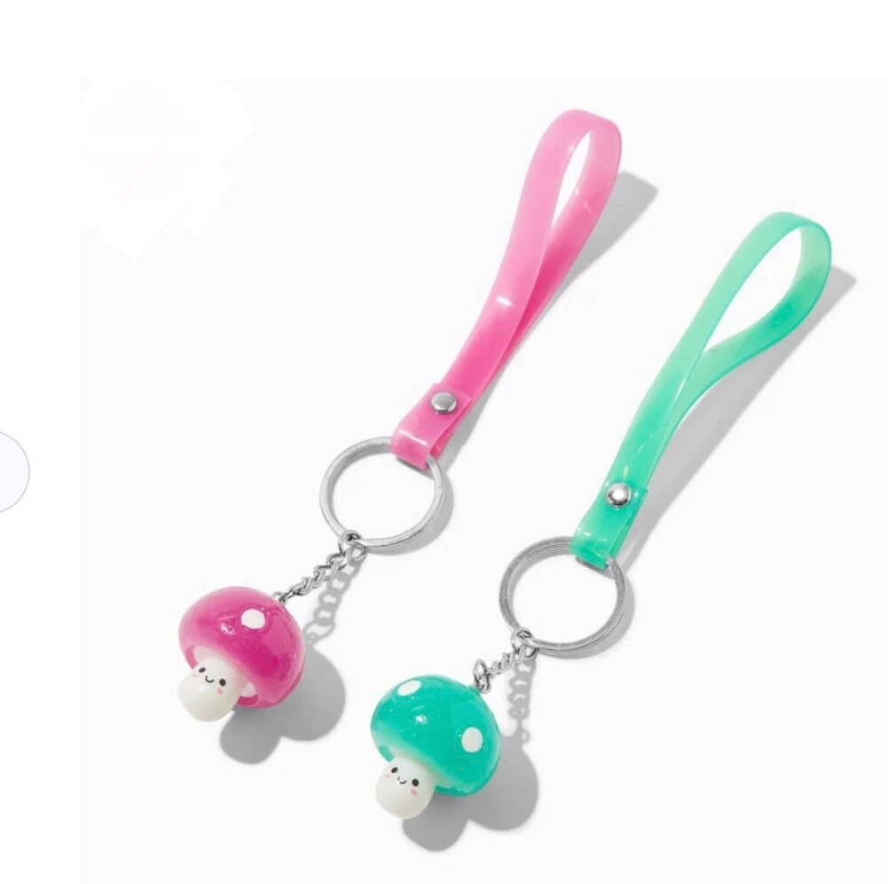 Mushroom Glow In the Dark Best Friends Wristlet Keychains - 2 Pack