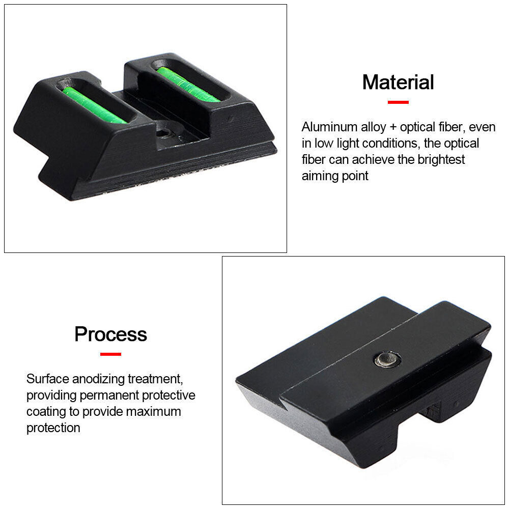 Glow-in-the-Dark Night Sights For Glock 17, 19, 22, 24, 26, 27, 29, 30, 34, 35, 36, 39, 44, 45 - Black Anodized