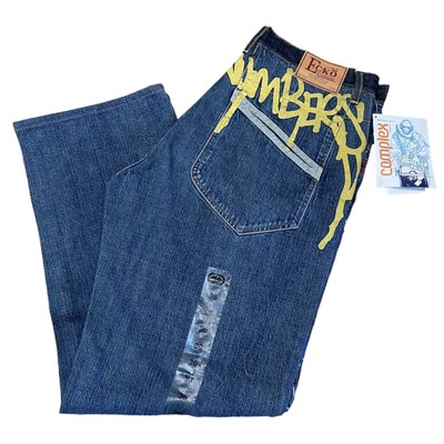 Vintage ECKO Denim Jeans NWTs 90s Rap Hip Hop Graffiti Sz 36 Complex Y2K