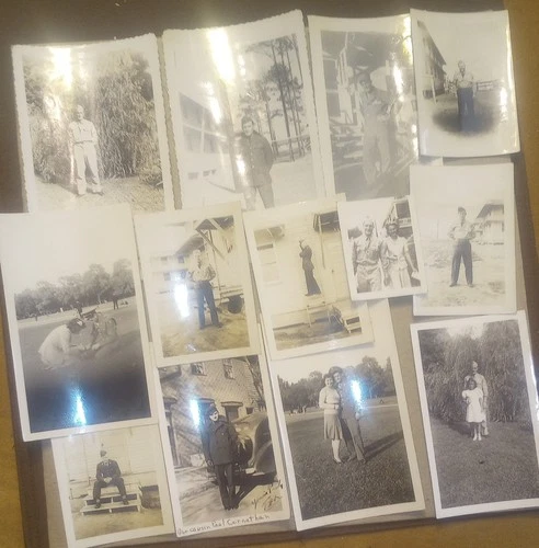 Lot of 13 Vintage WW2 Era Soldiers Black & White Photos - Home & On Base