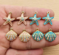 40 pcs Starfish Shell Metal Charms DIY Earring Keychain Jewelry Making Pendants