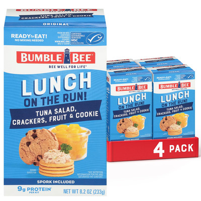 Bumble Bee Lunch on the Run Tuna Salad Meal Kit, 8.2 Oz (Pack of 4) - Ready to E