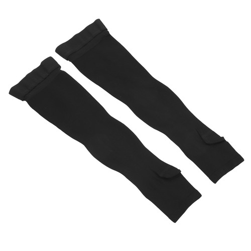 Open Toe Compression Socks Class II Black 23 To 32mmHg Elastic Support Stockings - Picture 15 of 24