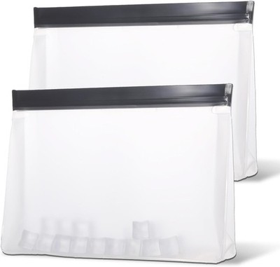 2 pcs Clear Leak Proof Freezer Bag Reusable Ice Storage Bags Ice Cube Freezer