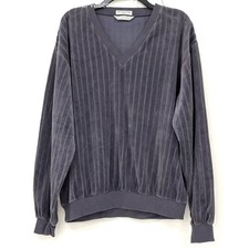 Vintage 80s / 90s Christian Dior Purple Ribbed Velvet V-Neck Sweater Sz XL