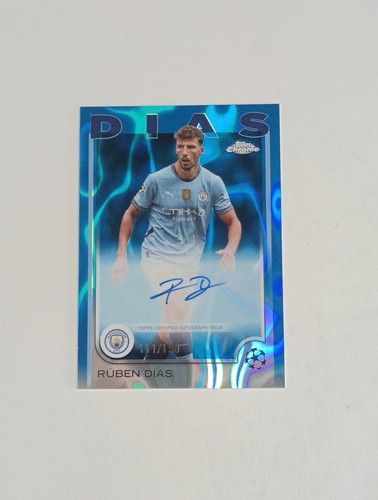 Ruben Dias Auto Blue Wave Topps Chrome /150 2024/25 CA-RD Signed Card - Picture 3 of 7