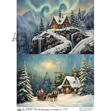 Northpole Cottage | A4 Rice Paper | Paper for Decoupage | AB Studios | Christmas