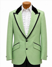 Men's 1970's True Vintage Green Tuxedo Jacket with Velvet Collar Size 41L