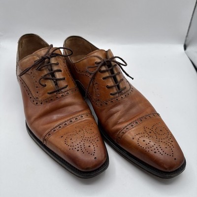 Magnanni Galen Shoes Mens Size 9.5 M Brown Wing Tip Cognac Brogue 13975 Spain