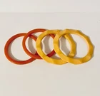 4 Vintage Orange Bakelite Yellow Lucite Bangle Bracelet Jewelry Collection
