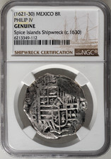 Spice Islands Shipwreck 1621-30 Mexico 8 Reales Cob Philip IV NGC Genuine