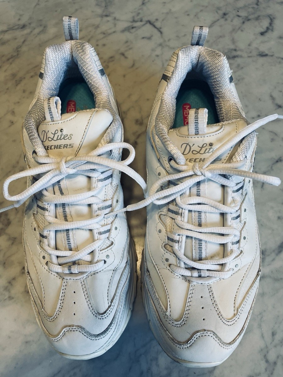 Skechers Women's 10 D Lites Shoes Fresh Start 11931 White Leather