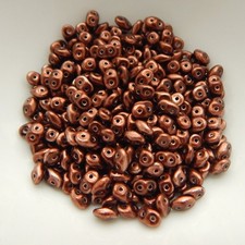 2x5mm SuperDuo Beads Metalust Burnt Copper 10 grams Czech Glass