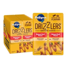 Drizzlers Wet Dog Savory Sauce Natural Beef Flavor, 60g Dual-Serving Pouch (2...