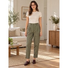 Everlane Way-High Drape Pant Fatigue Green Pleated Tapered Trousers Size 2