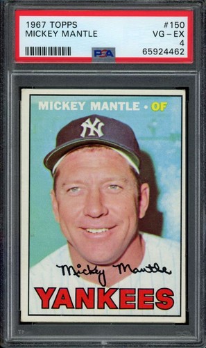 1967 Topps #150 Mickey Mantle PSA 4 New York Yankees (4462)