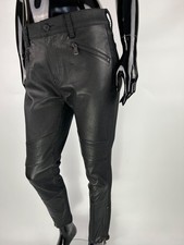 Polo Ralph Lauren Women's Black Leather Cotton Leggings Pants Size 30