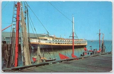 Vintage Boston Belle Ferry Docked at Provincetown Cape Cod Postcard